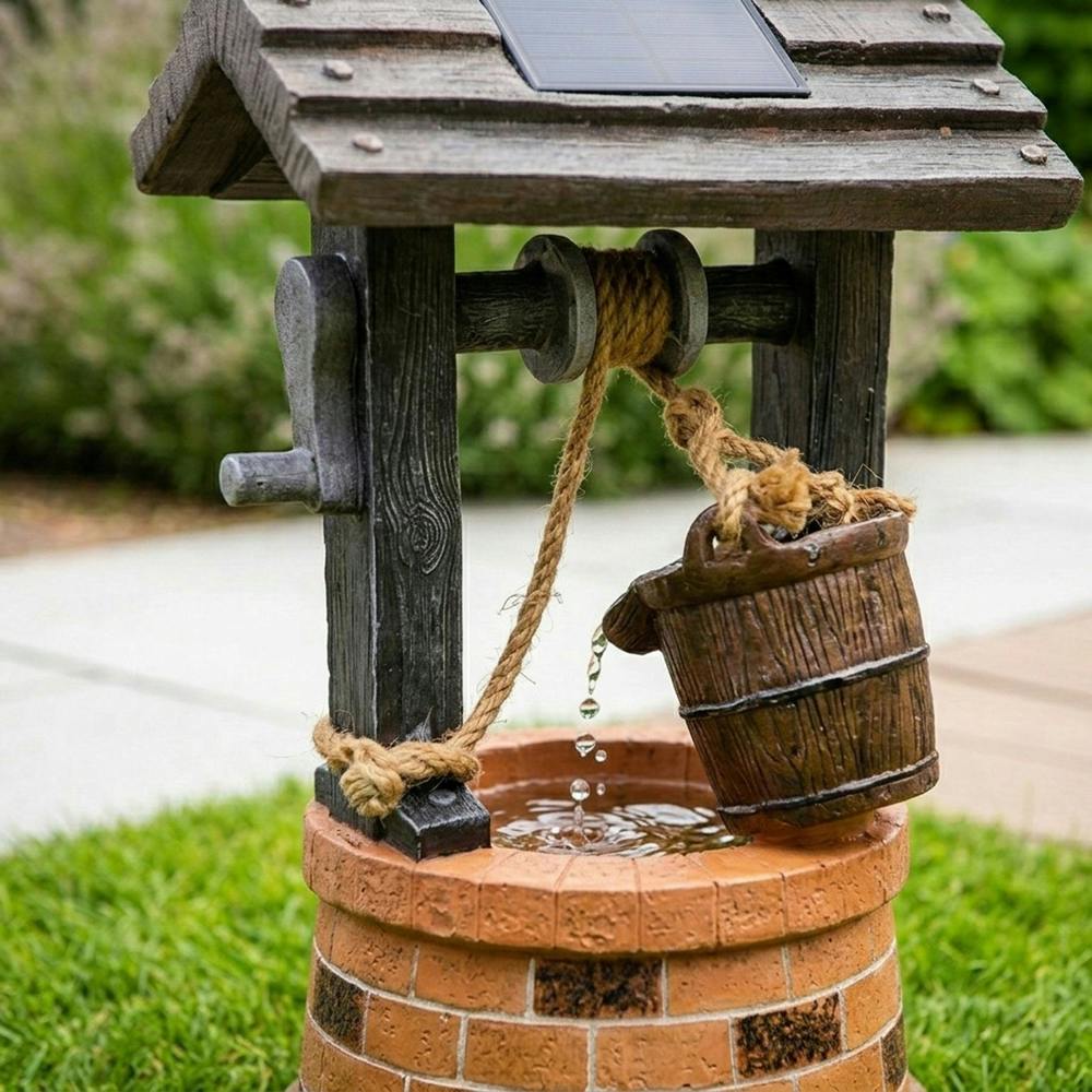 Garden Greatness Solar Wishing Well Garden Water Feature