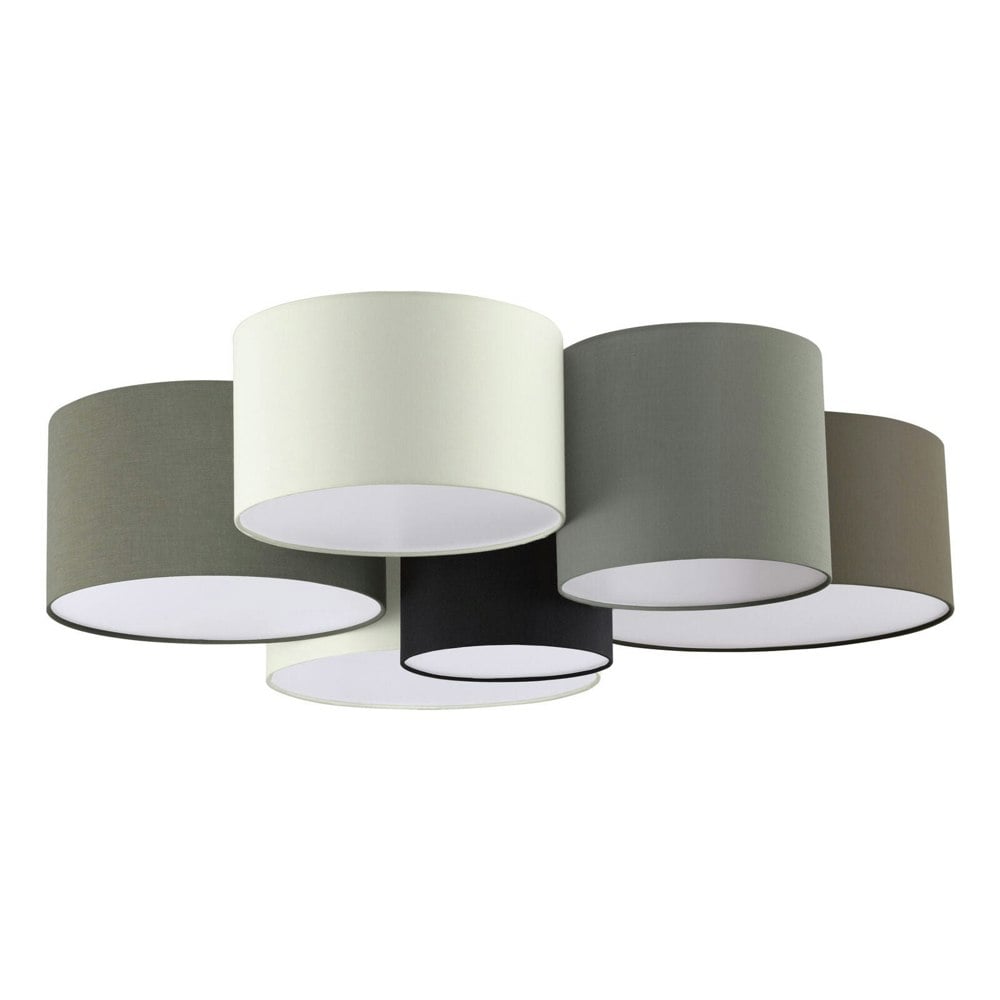 Wall Flush Ceiling Light White Shade Brown Grey White Black Fabric E27 6x40W Loops