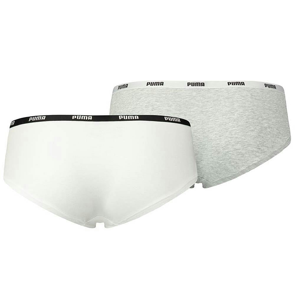 Puma Cotton Modal Stretch 2-Pack Iconic Hipster Brief, White/Grey
