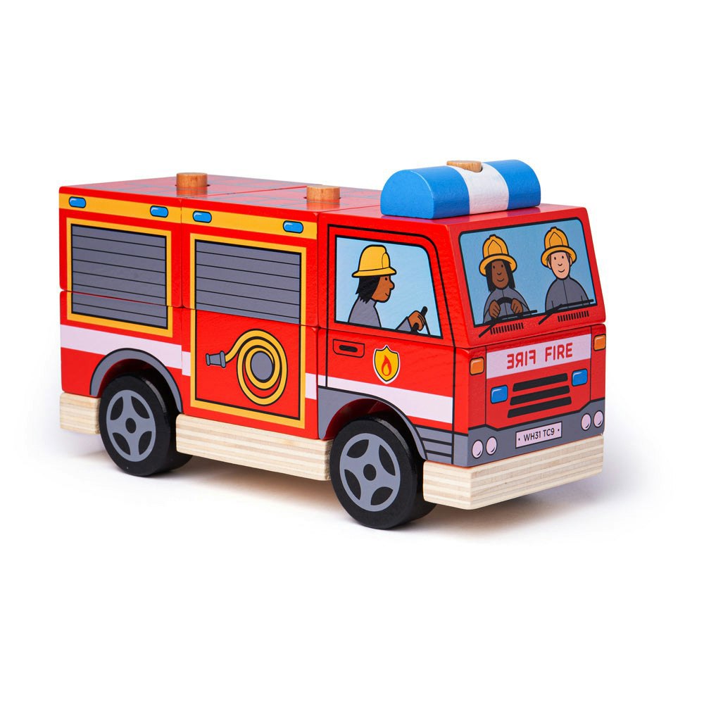 Bigjigs Toys Wooden Stacking Fire Engine Toy And Puzzle