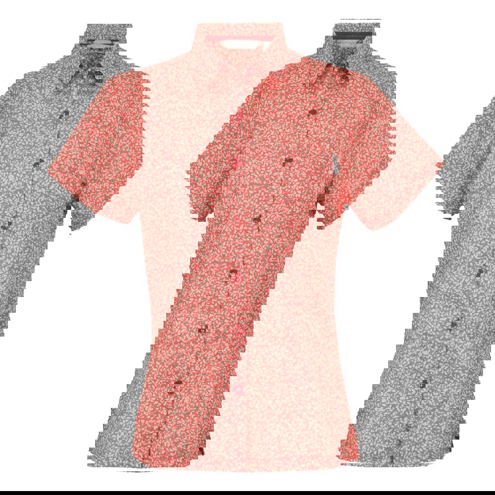 Regatta Womens/Ladies Mindano VIII Leaf Print Short-Sleeved Shirt - Peach Bloom