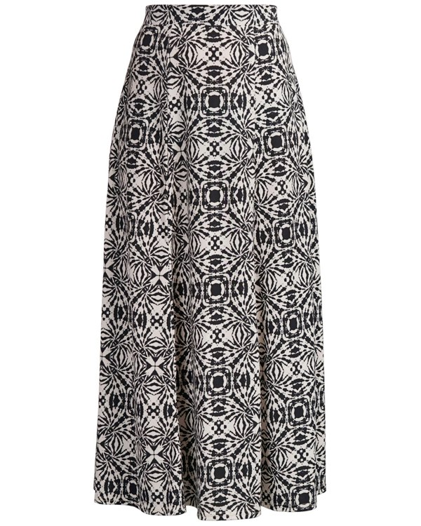 Antonia York A-Line Skirt | Riley Elasticated Geometric Print Soft Jersey Skirt - Black & Cream