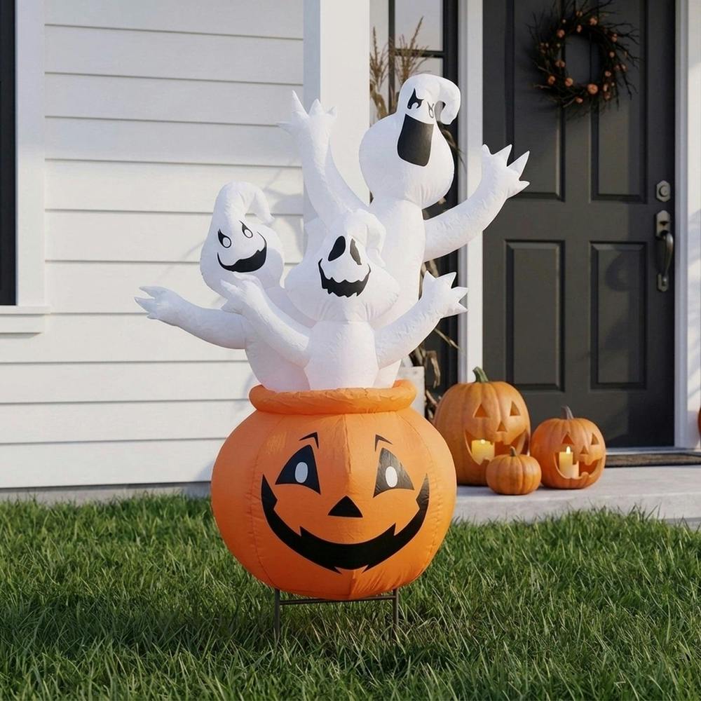 Garden Greatness Inflatable LED Halloween Pumpkin Ghost