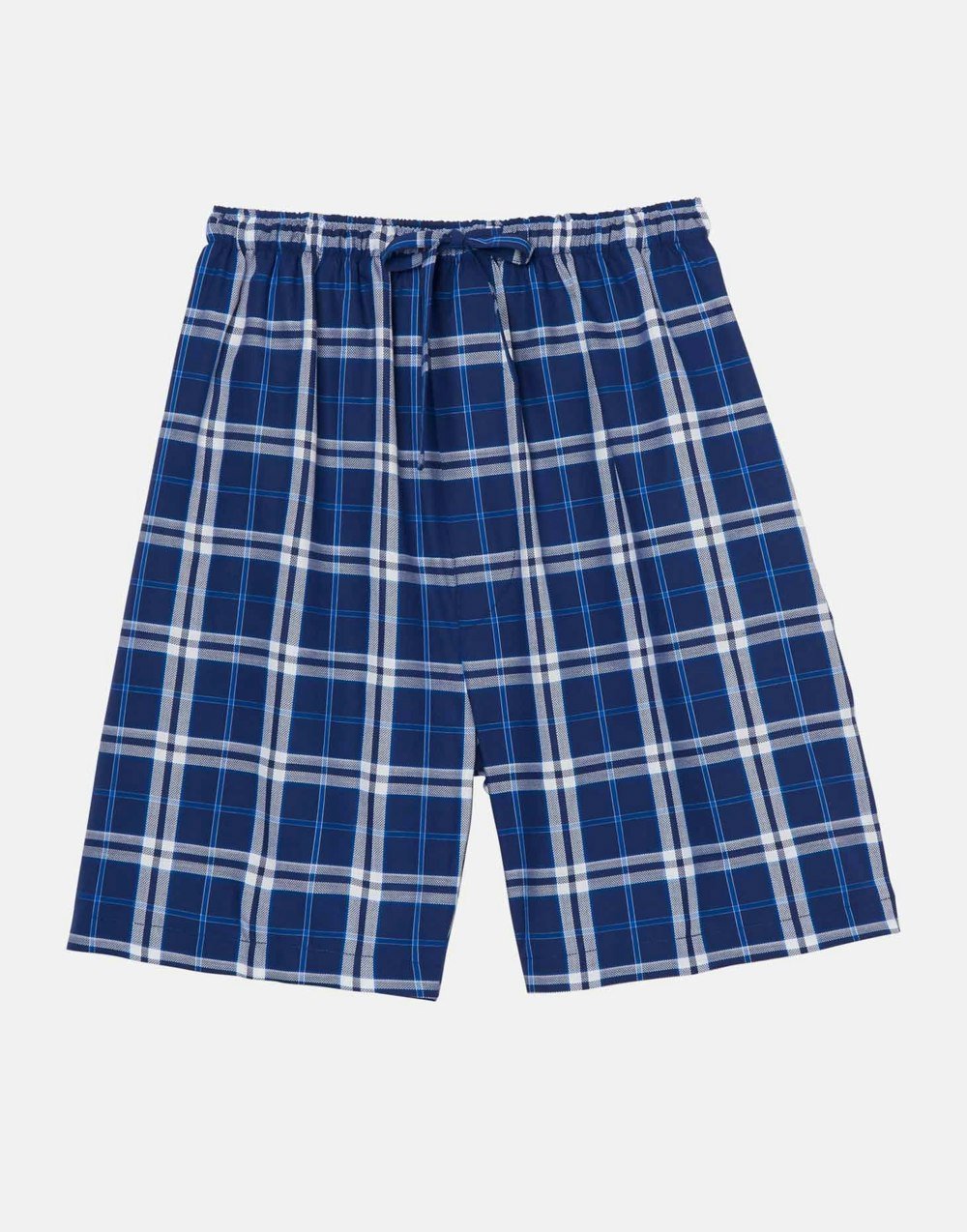 Men's Crisp Cotton Sleep Shorts – Chester Blue on Blue Check - British Boxers