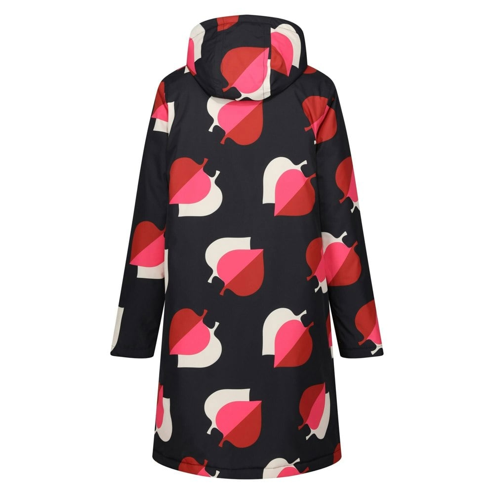 Regatta Women's Orla Kiely Leaf Longline Waterproof Jacket - Shadow/Elm Pink