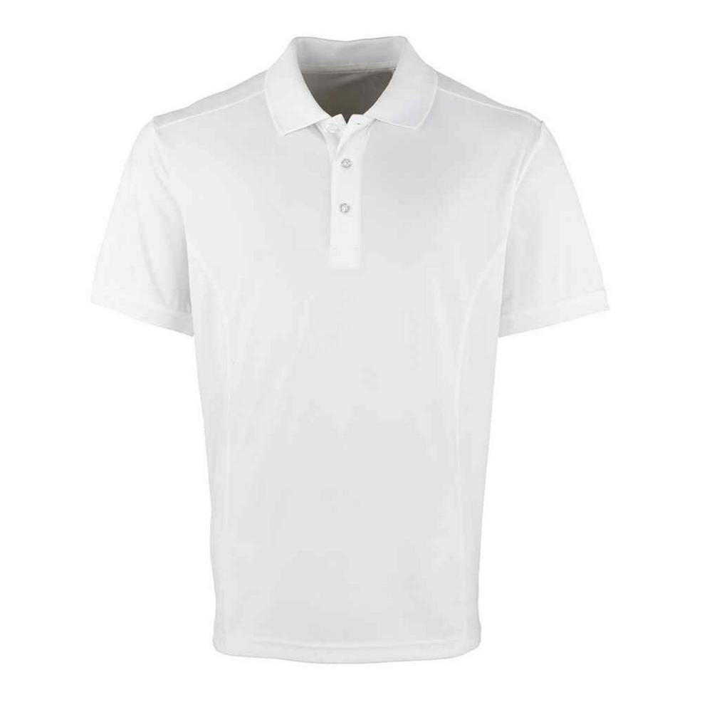 Premier Mens Coolchecker Pique Polo Shirt - White - White - 100% Polyester