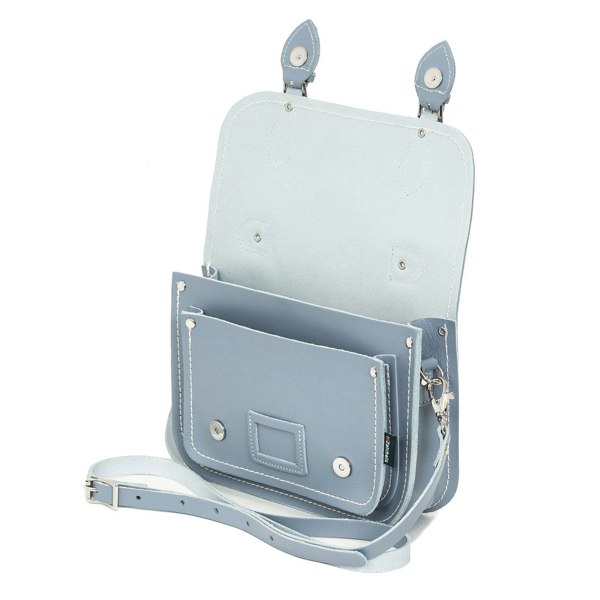 Lilac Grey Leather Midi Satchel - Midi Satchel - Zatchels