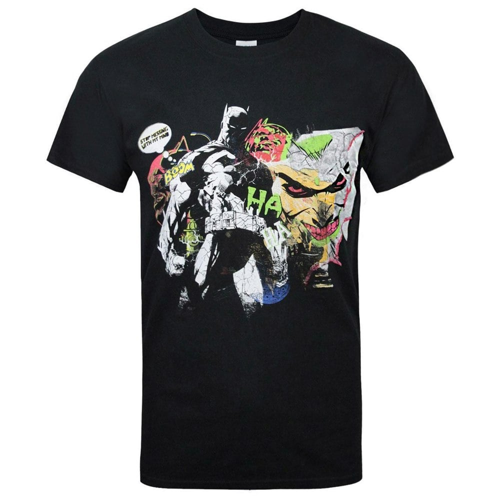 Batman Official Mens Joker Graffiti T-Shirt - Black