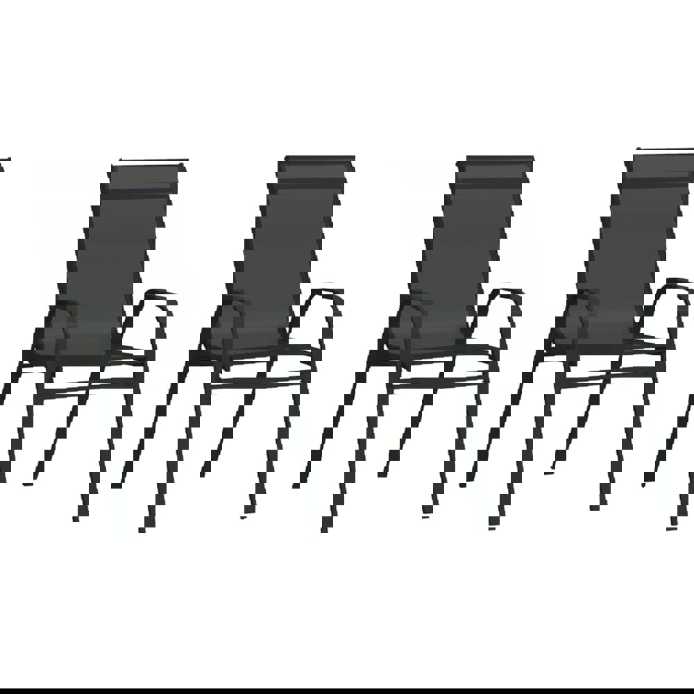Berkfield Stackable Garden Chairs 2 pcs Black Textilene Fabric