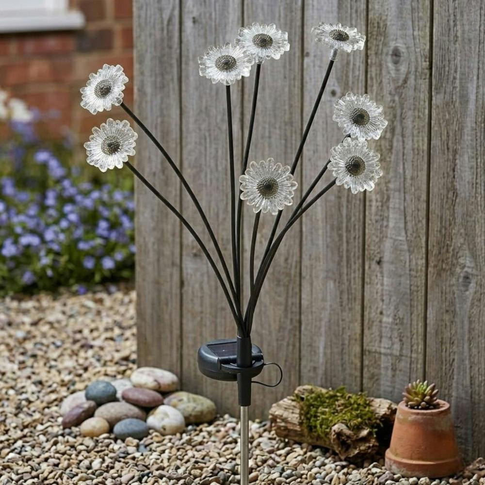 Garden Greatness 8 Stem Daisy Flora Solar Stake Light