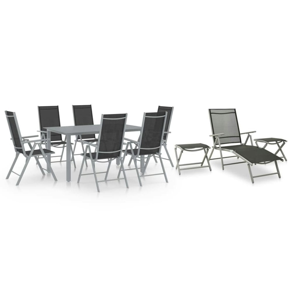 Berkfield 10 Piece Garden Dining Set Black and Silver