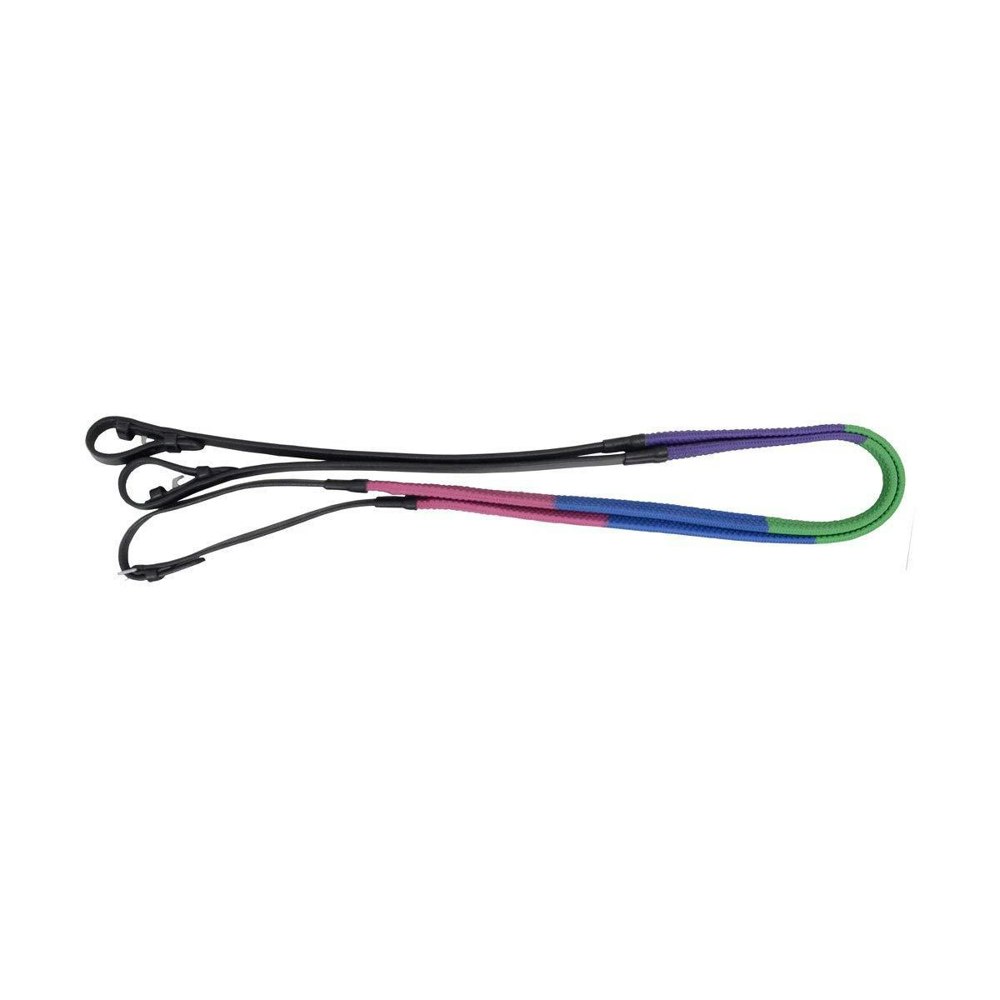 Hy Rubber Covered Training Reins - Purple/Green/Blue/Fuchsia