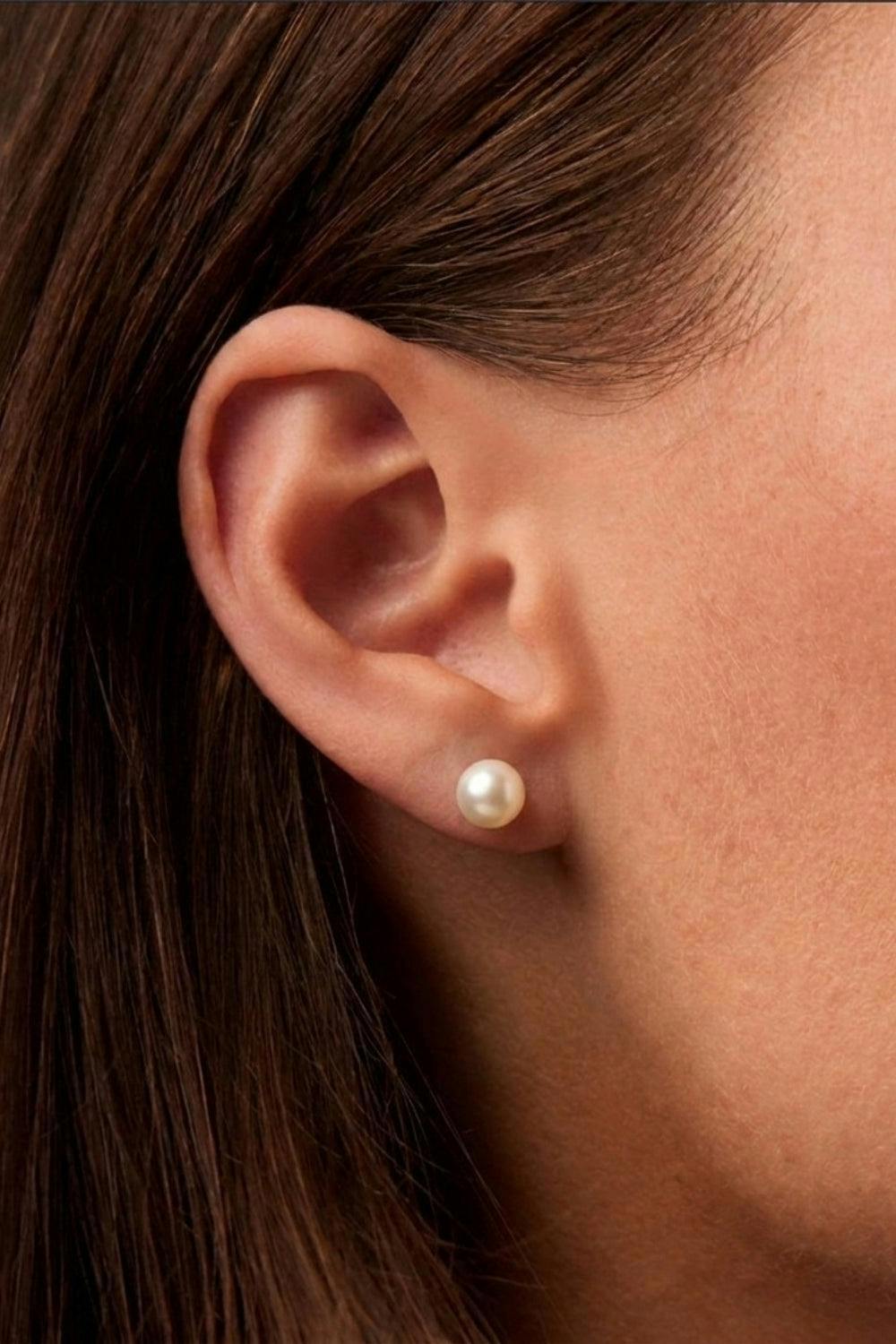 Serla Gold Plated Pearl Stud Earrings