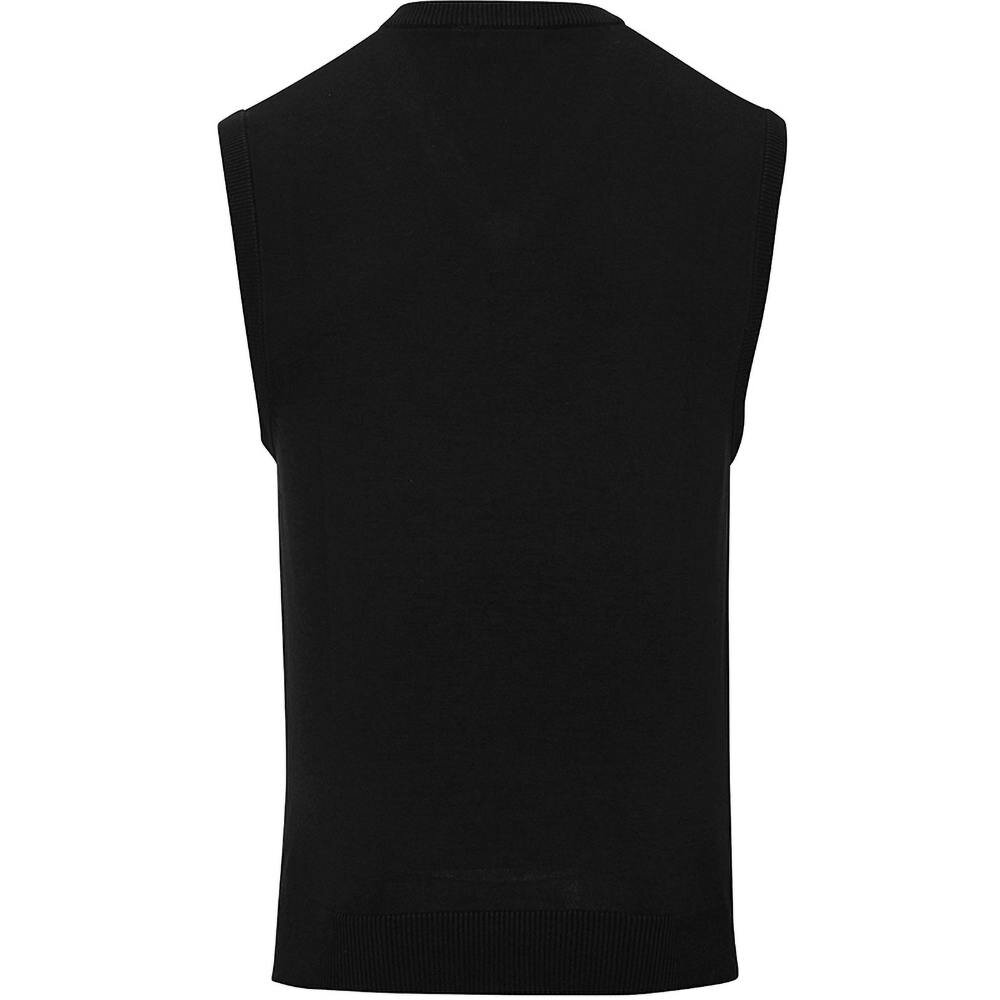 Premier Mens Sleeveless Cotton Acrylic V Neck Sweater - Black