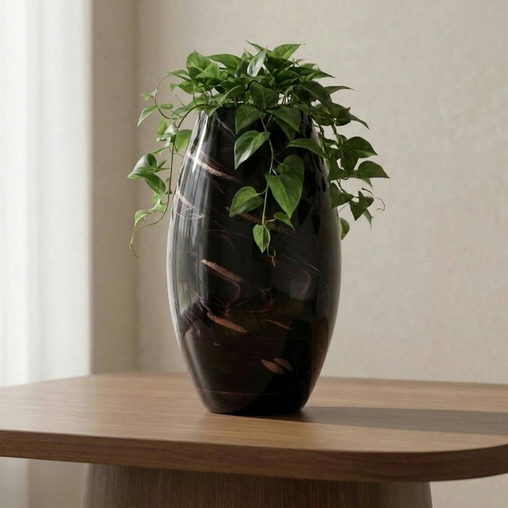 Garden Greatness Purple Marbled Glass Display Vase