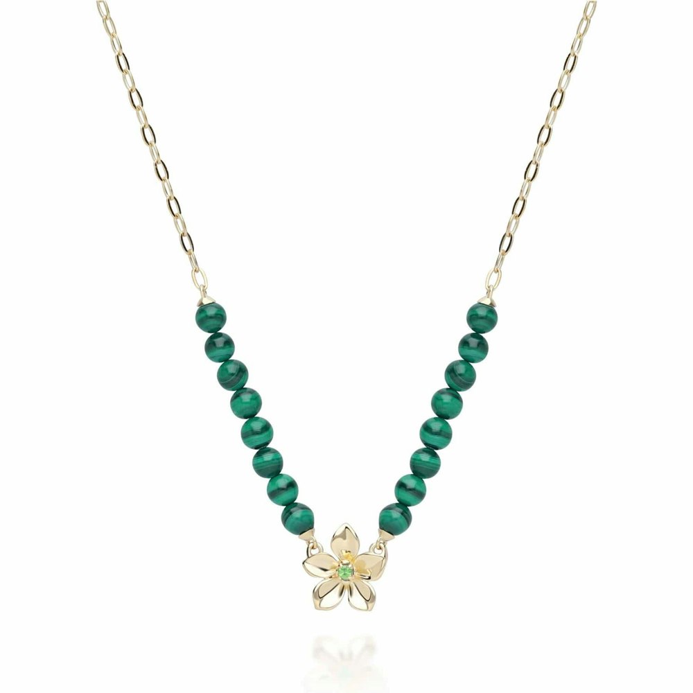 253N314303925 ECFEW™ Creator Malachite Bead & Tsavorite Necklace In Sterling Silver 1