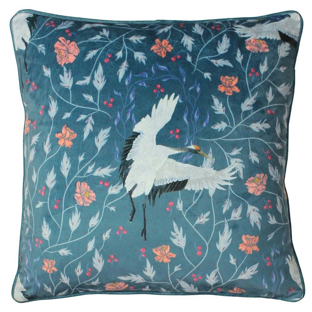 Paoletti Georgiana Botanical Cushion Cover - Slate Blue