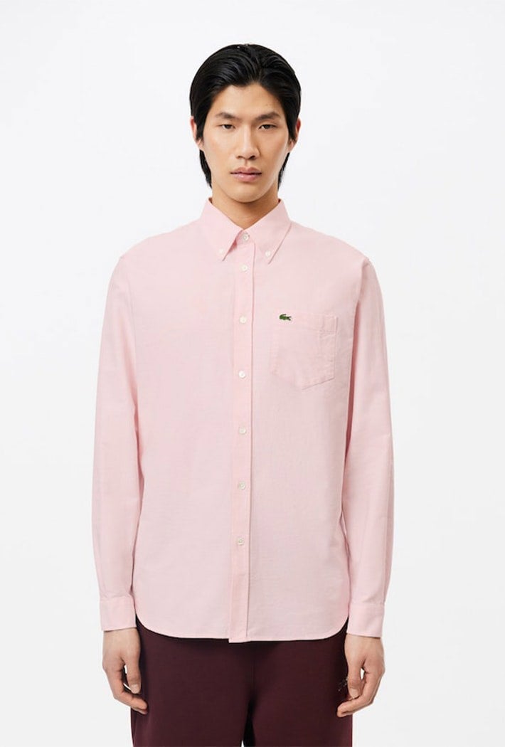 Lacoste Men's Regular Fit Cotton Oxford Shirt - Pink
