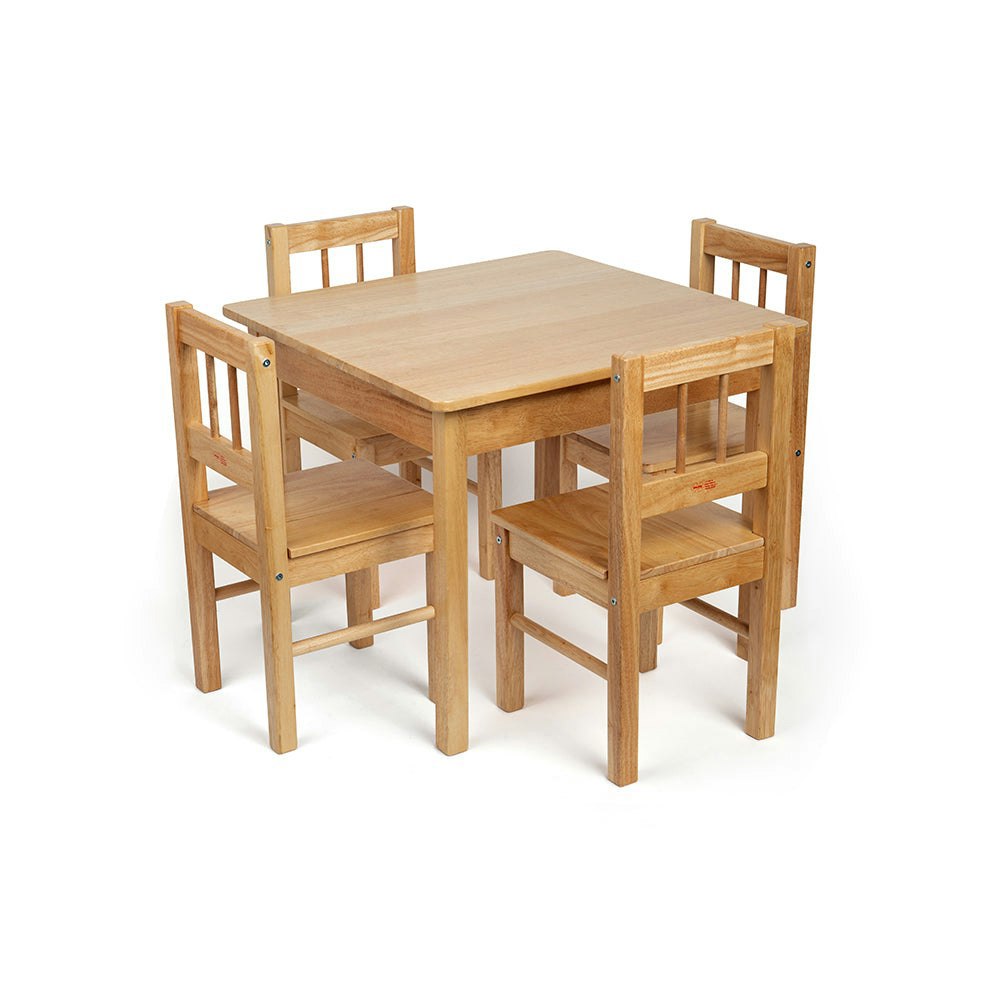 Bigjigs Toys Natural Wood Table and 4 Chairs Bundle