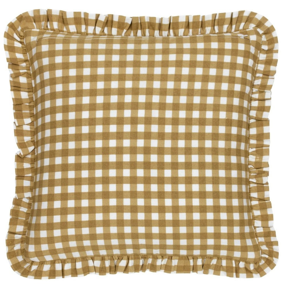 Furn Maude Reversible Gingham Cushion Cover - Gold