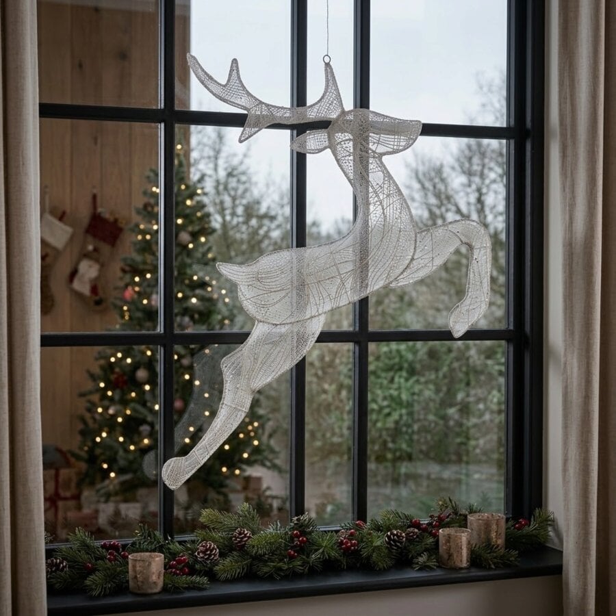 Garden Greatness Aura Leaping Reindeer Hanging LED Light