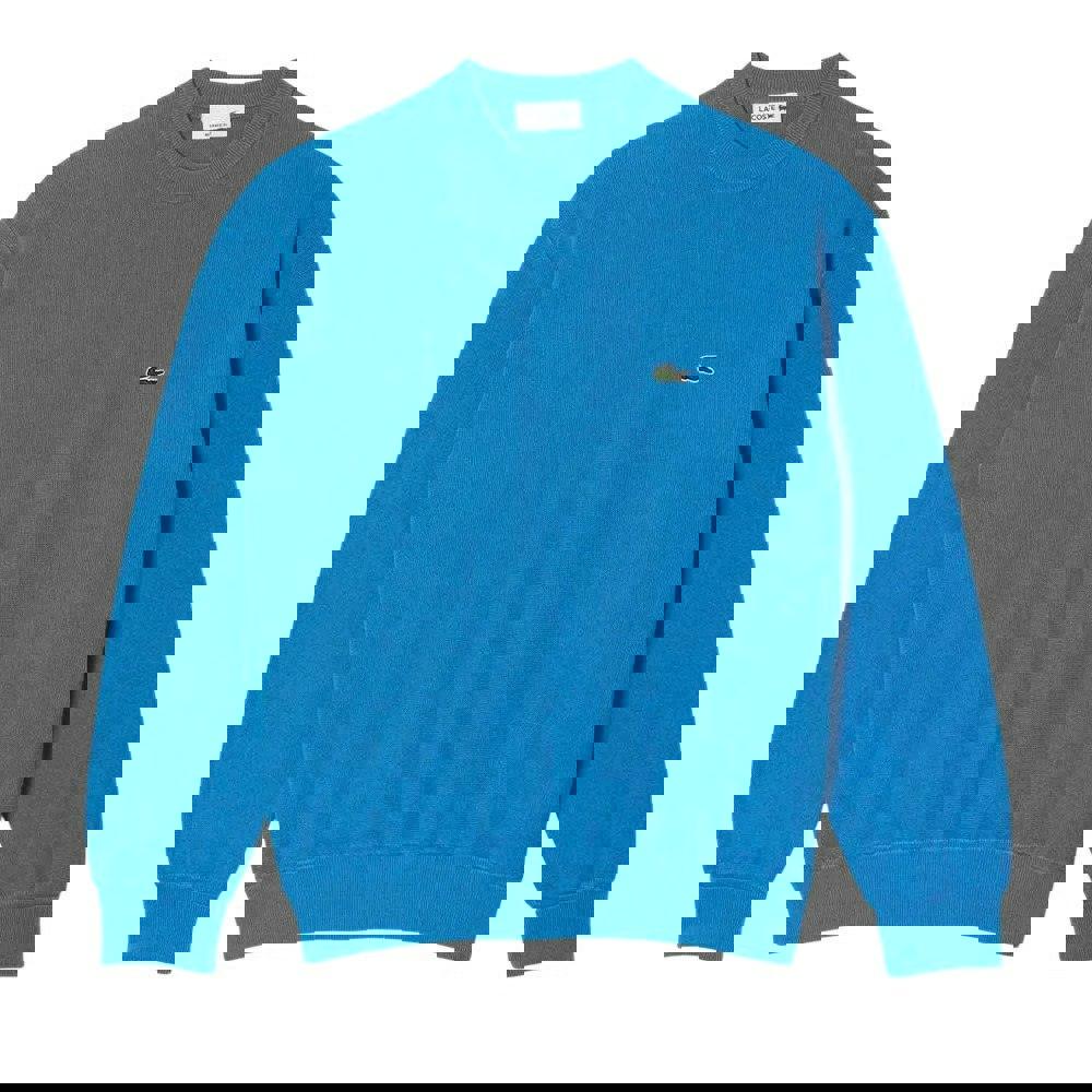 Lacoste Unisex Adult Organic Cotton Crew Neck Sweatshirt - Blue