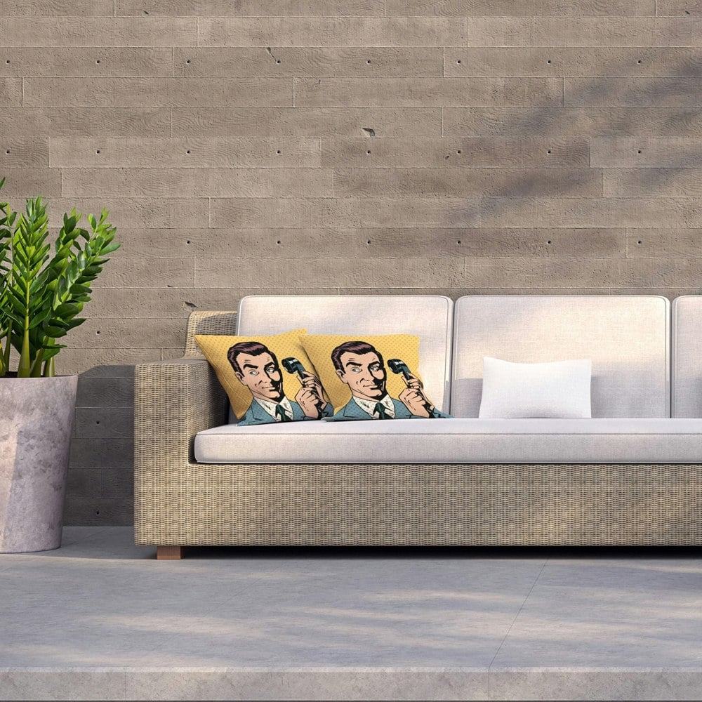 Benjamin Tate Design Male Businessman Talking On The Phone Style Pop Art Retro (Outdoor Cushion)