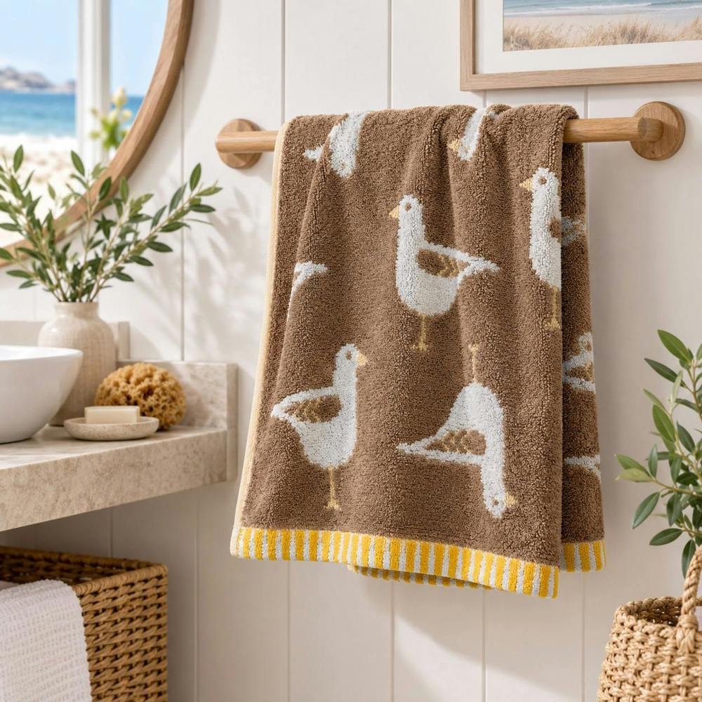 Dyzi Seagull Turkish Cotton Jacquard Bath Towel