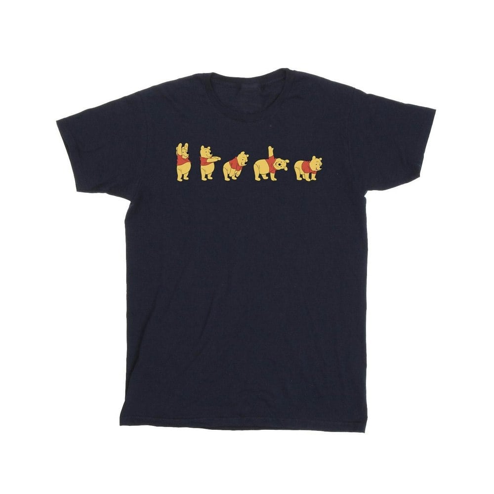 Disney Mens Winnie The Pooh Stretching T-Shirt - Navy Blue