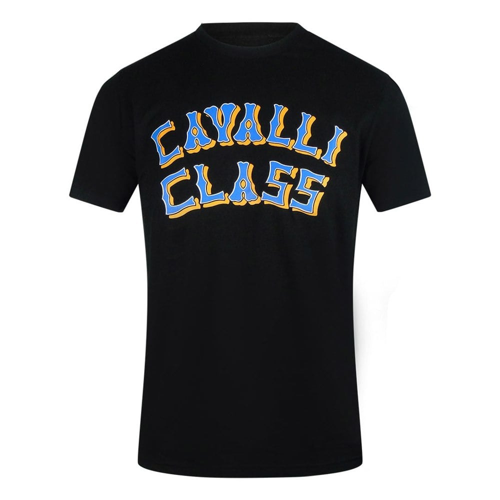 Cavalli Class Layered Logo Black T-Shirt