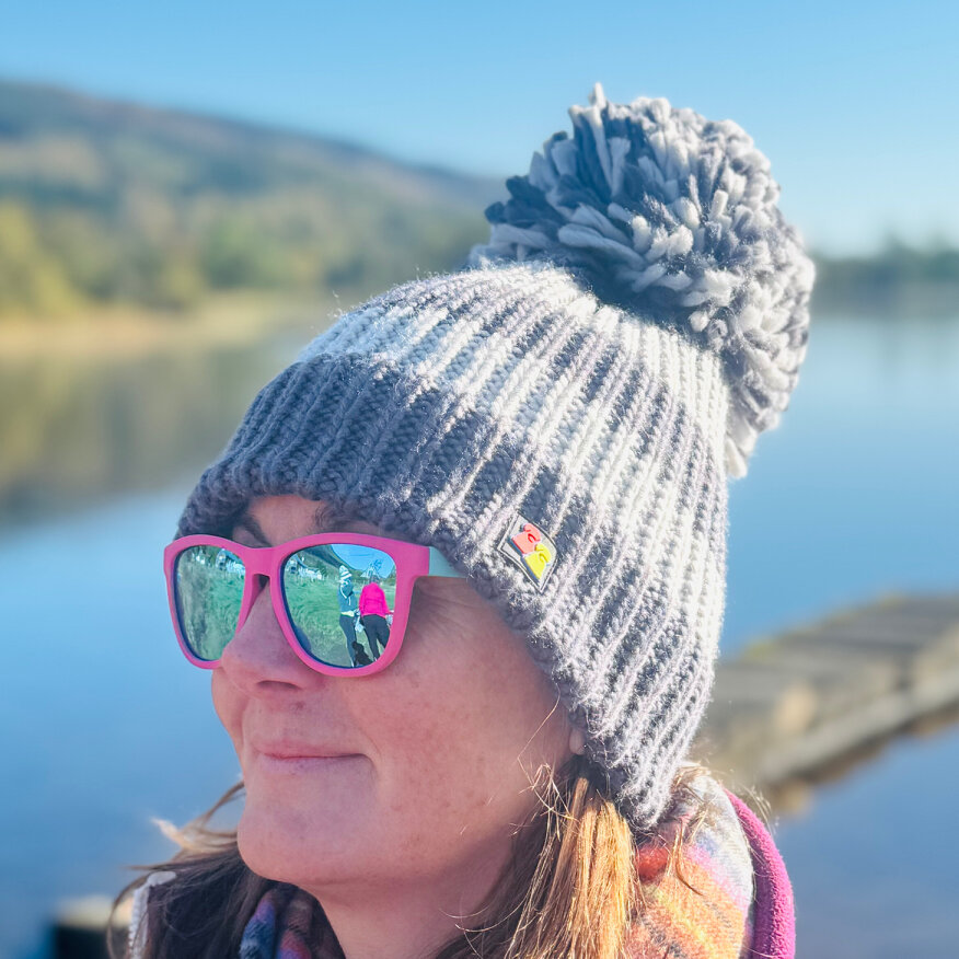 Big Bobble Hats Blue and Grey