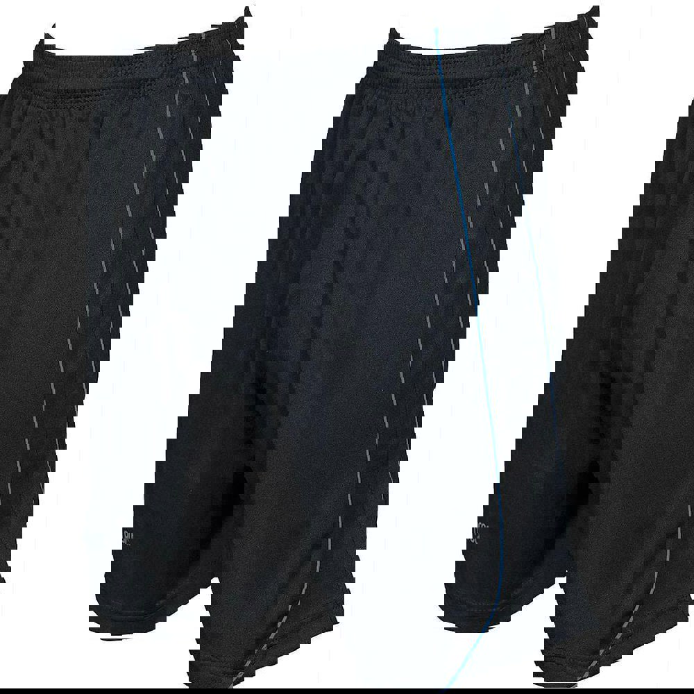 S JUNIOR Elastic Waist Football Gym Training Shorts - Plain BLACK/BLUE 22-24"