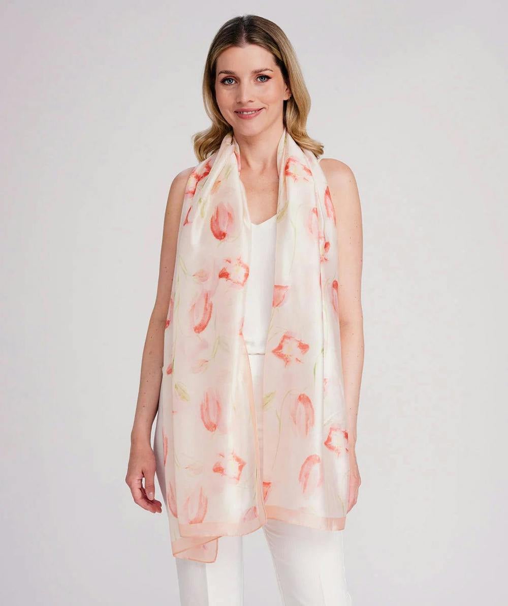 Pia Rossini Blossom - Satin Silk Scarf - Light Pink