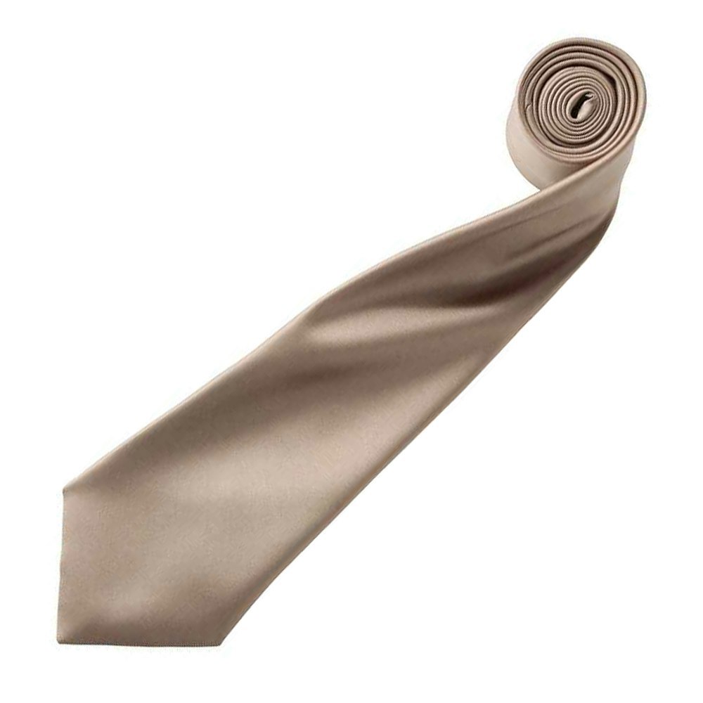 Premier Mens Plain Satin Tie (Narrow Blade) - Khaki
