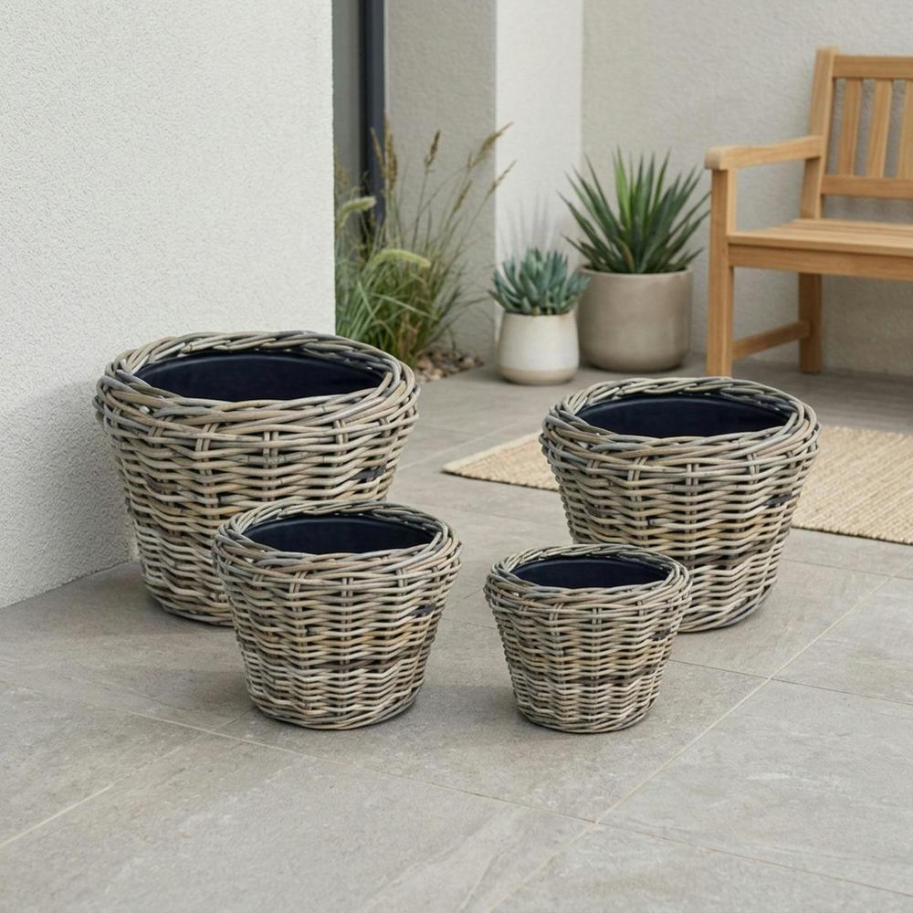 Garden Greatness Drypot Split Rattan Basket Set of Four
