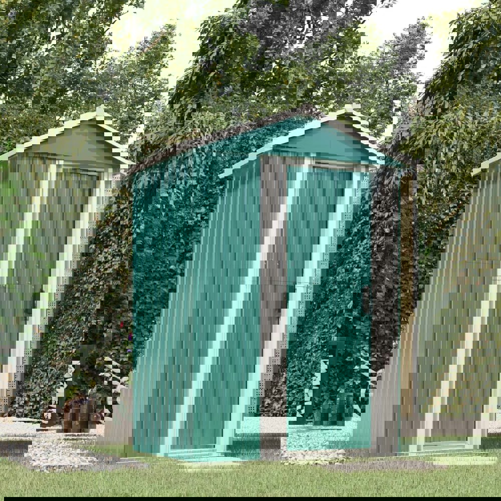 Berkfield Garden Shed Green 126x97.5x177 cm Galvanised Steel