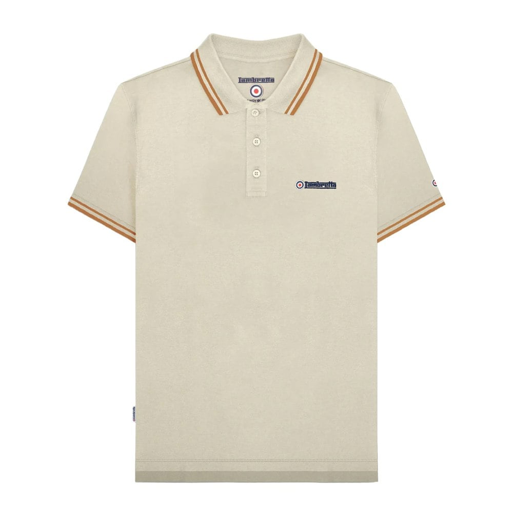 Lambretta Mens SS25 Twin Tip Polo Shirt - Jetstream
