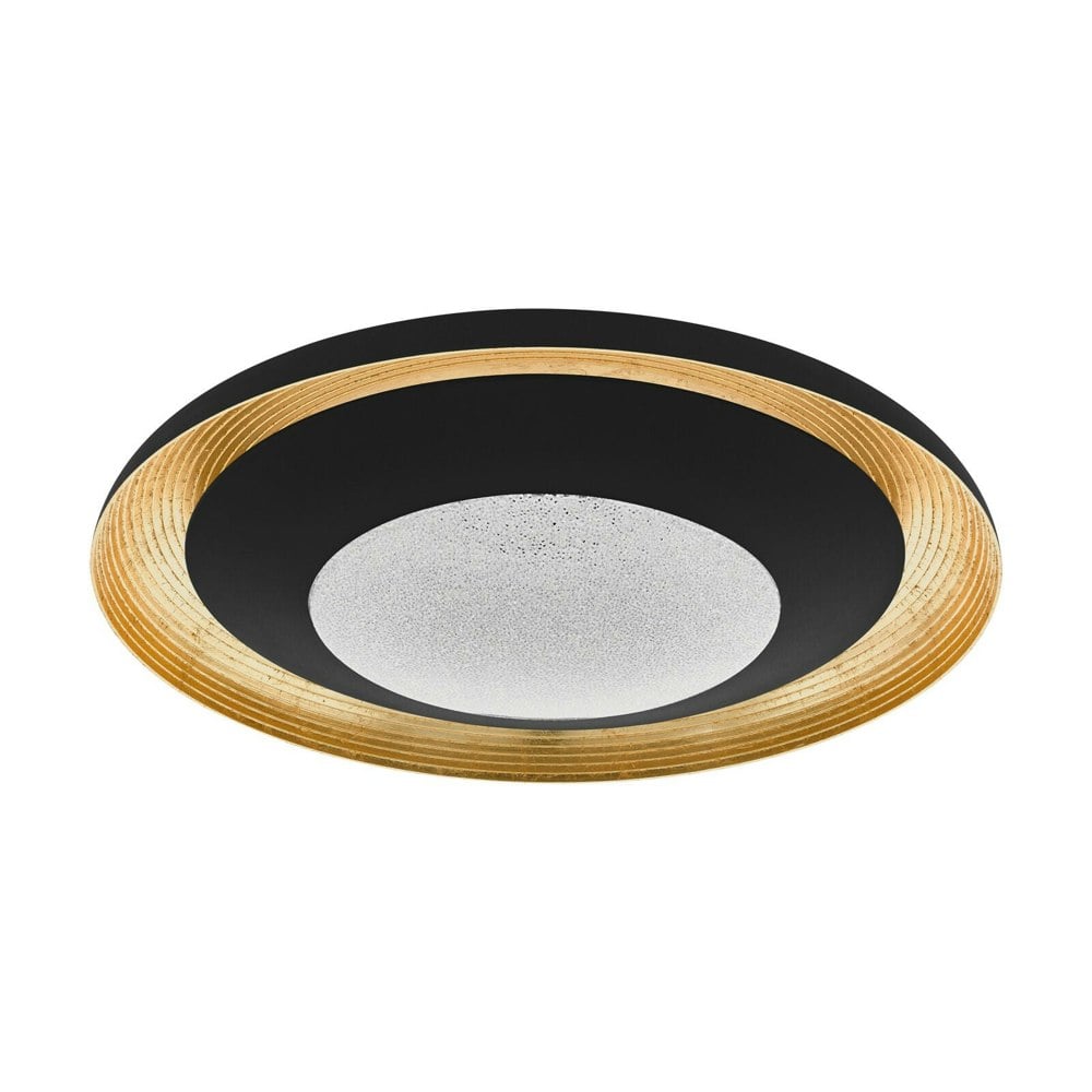Wall Flush Ceiling Light Black Gold Transparent Plastic & Granille LED 24.5W Loops