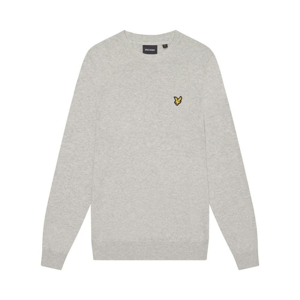 Lyle & Scott Mens Cotton Merino Crew Neck Jumper - Light Grey Marl