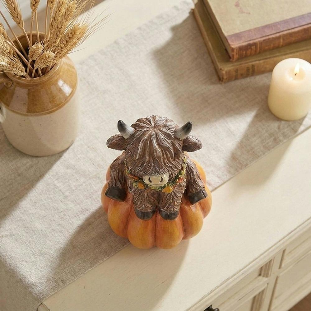 Garden Greatness Autumn Highland Cow Pumpkin Ornament