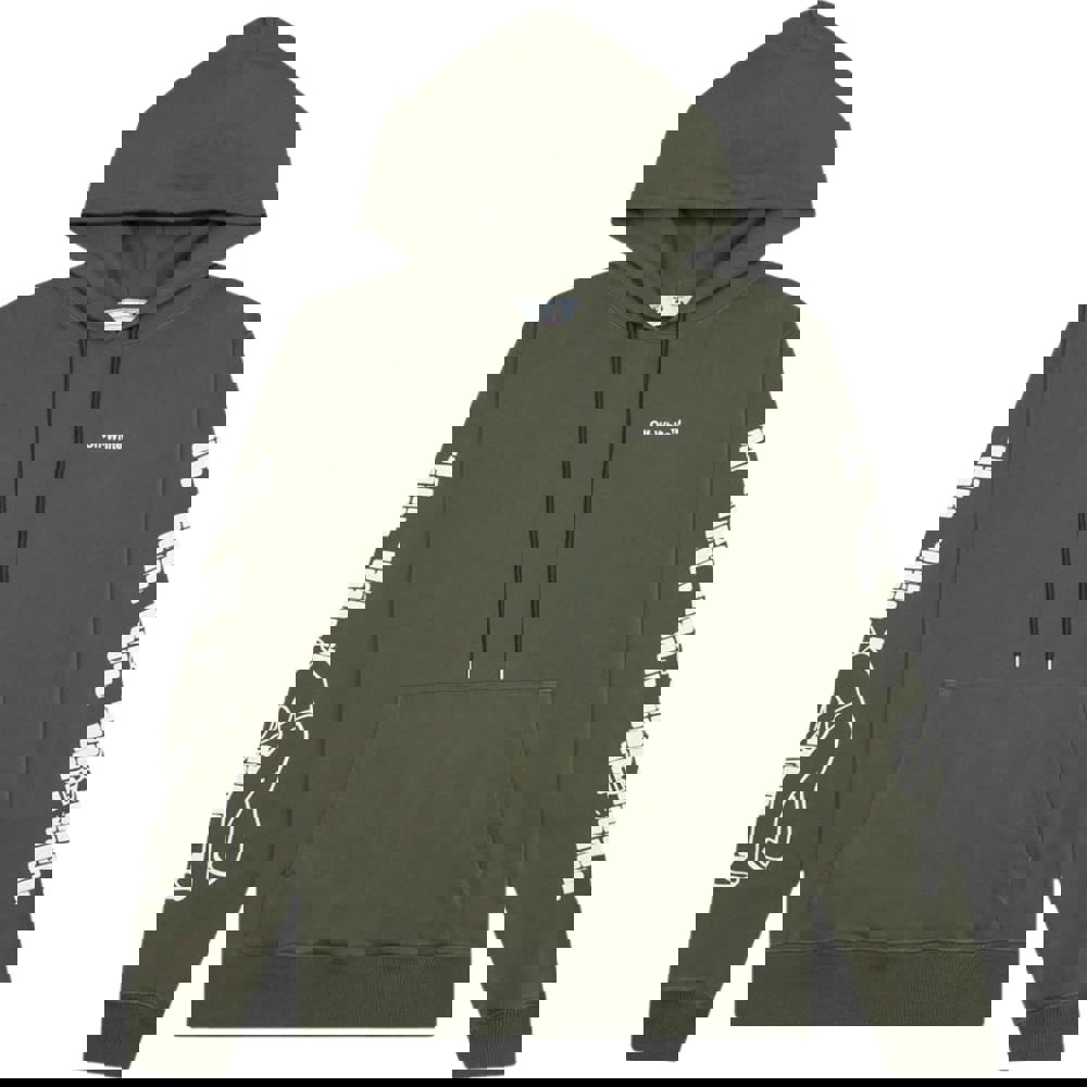 Off-White Bricks Design Slim Fit Hoodie - Army Green