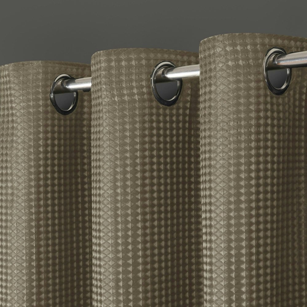 Velosso Waffle Weave Total Blackout Jacquard Eyelet Header Curtains - 228cm x 228cm