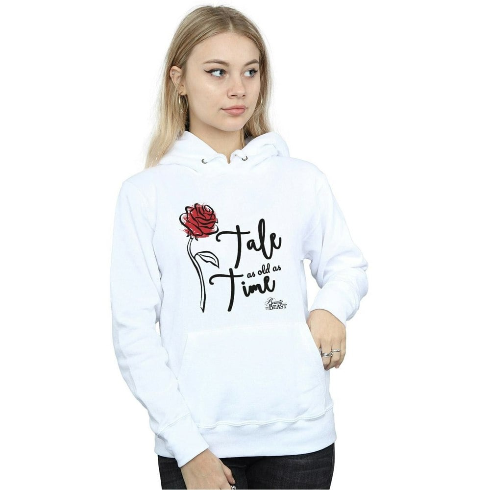 Disney Women's Tale As Old As Time Rose Hoodie - White