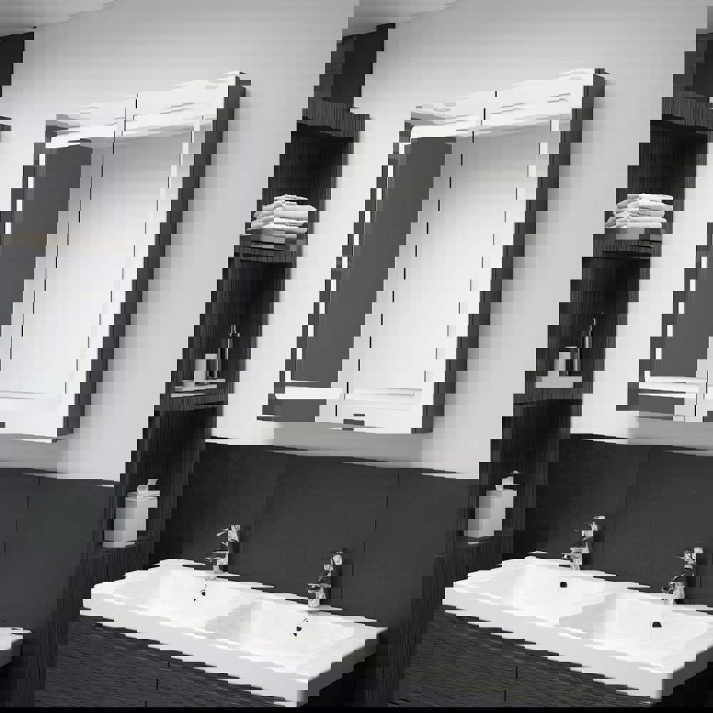 Berkfield LED Bathroom Mirror Cabinet Shining Grey 80x12x68 cm
