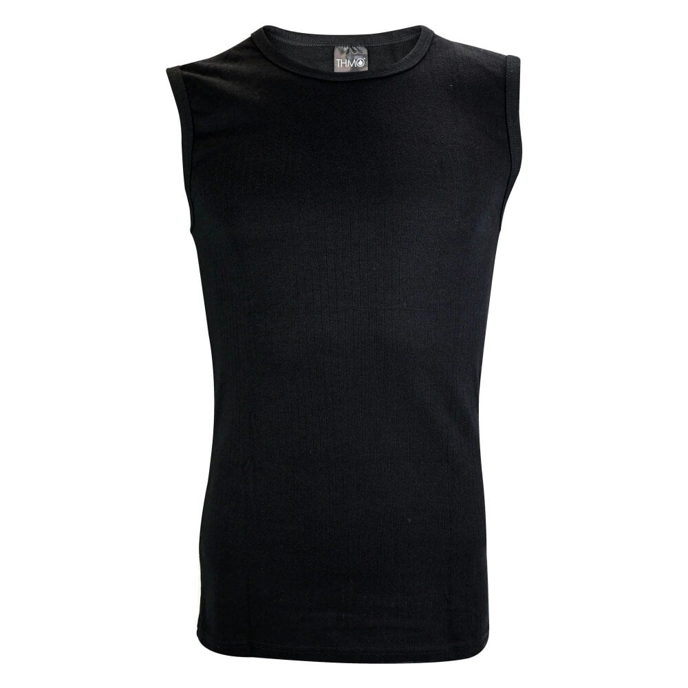 THMO Mens Warm Lightweight Sleeveless Thermal Vest Top for Winter Base Layer - Black