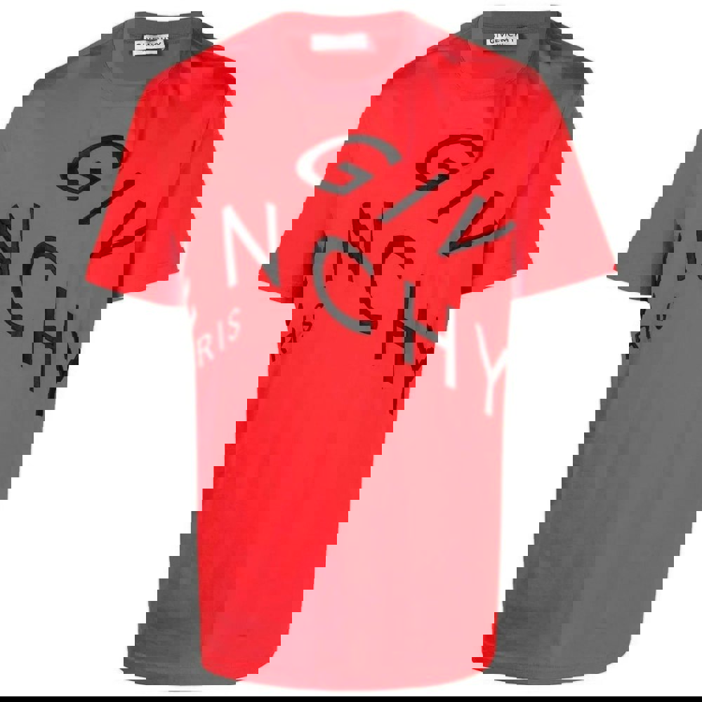 Givenchy Refracted Embroidered Logo Oversized Red T-Shirt S