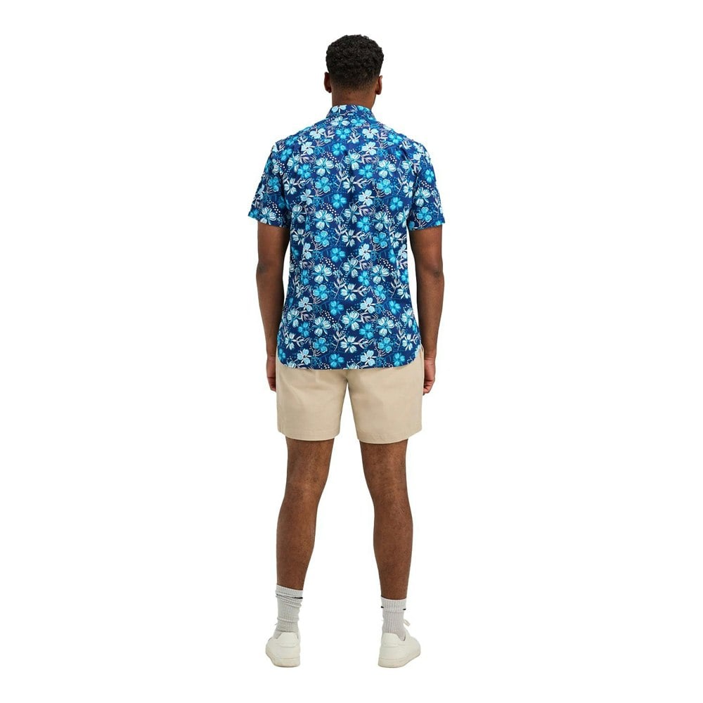 Raging Bull Mens Blossom Short-Sleeved Shirt - Navy