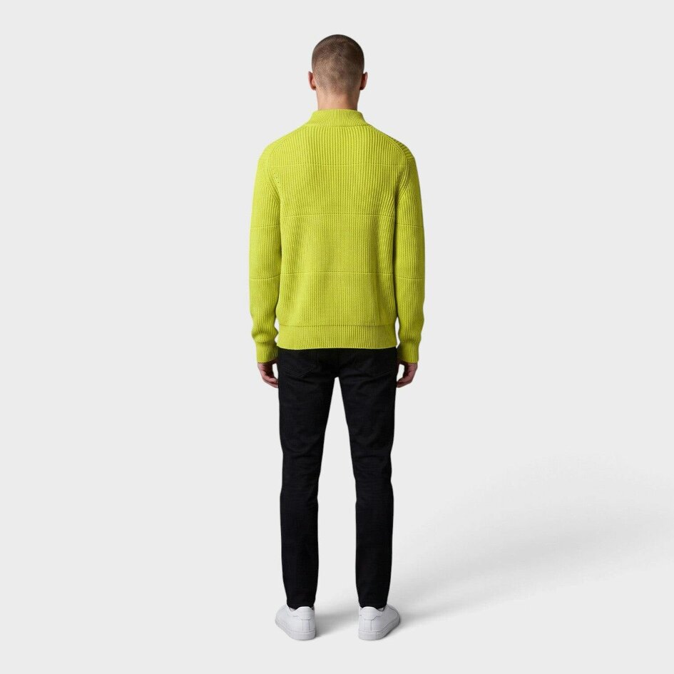 Jacquemus La Maille Doce Ribbed Knit Quarter-Zip High Neck Sweater Lime Green