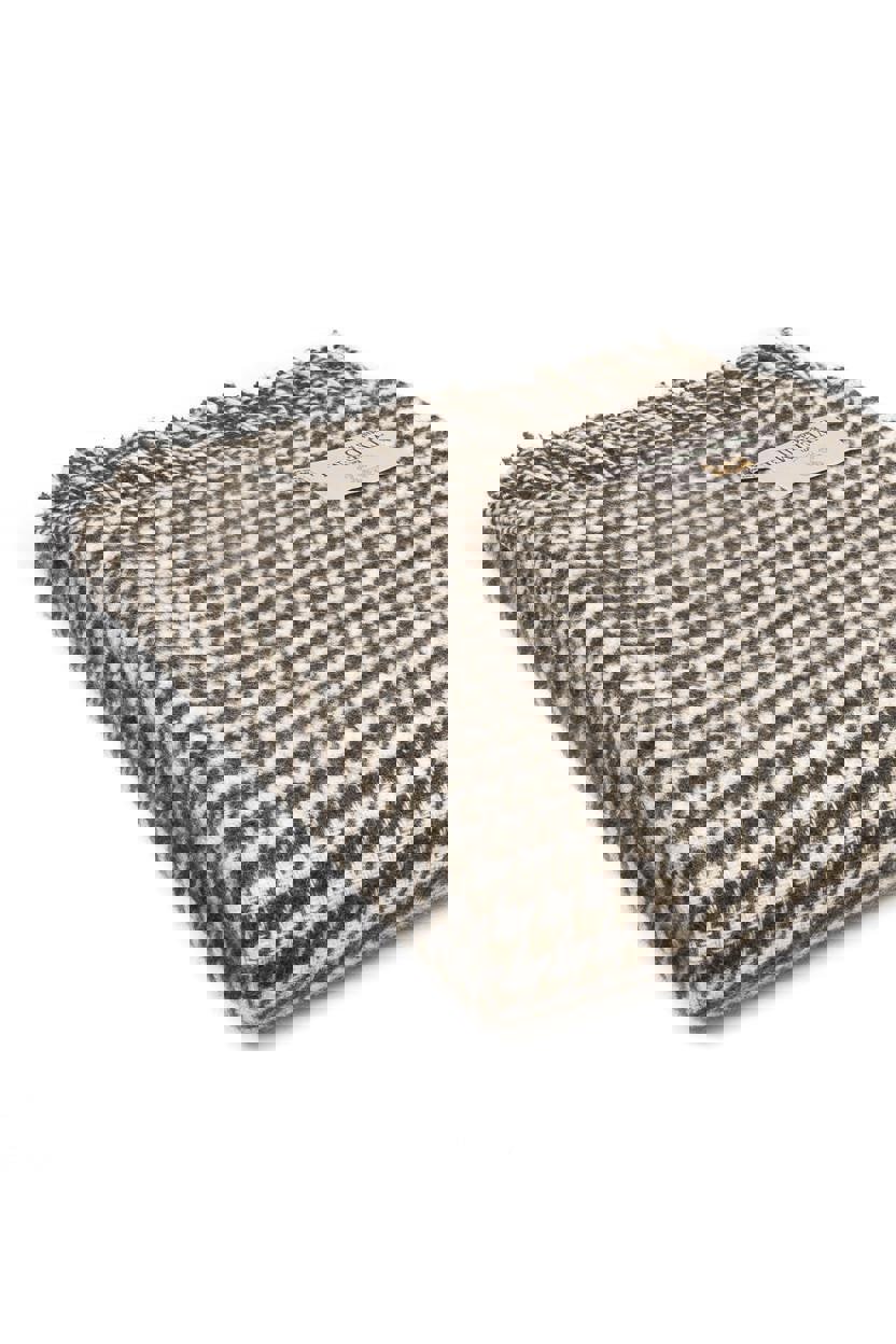 HomeSpace Direct Houndstooth Wool Throw Over Blanket