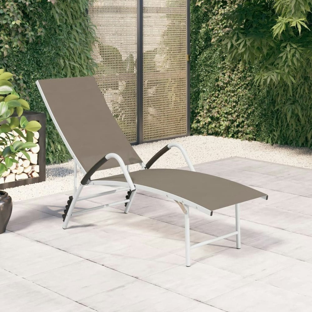 Berkfield Sun Lounger Textilene and Aluminium Taupe